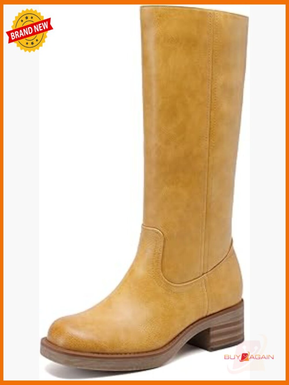 Square Toe Chunky Block Heel Knee High Riding Boots